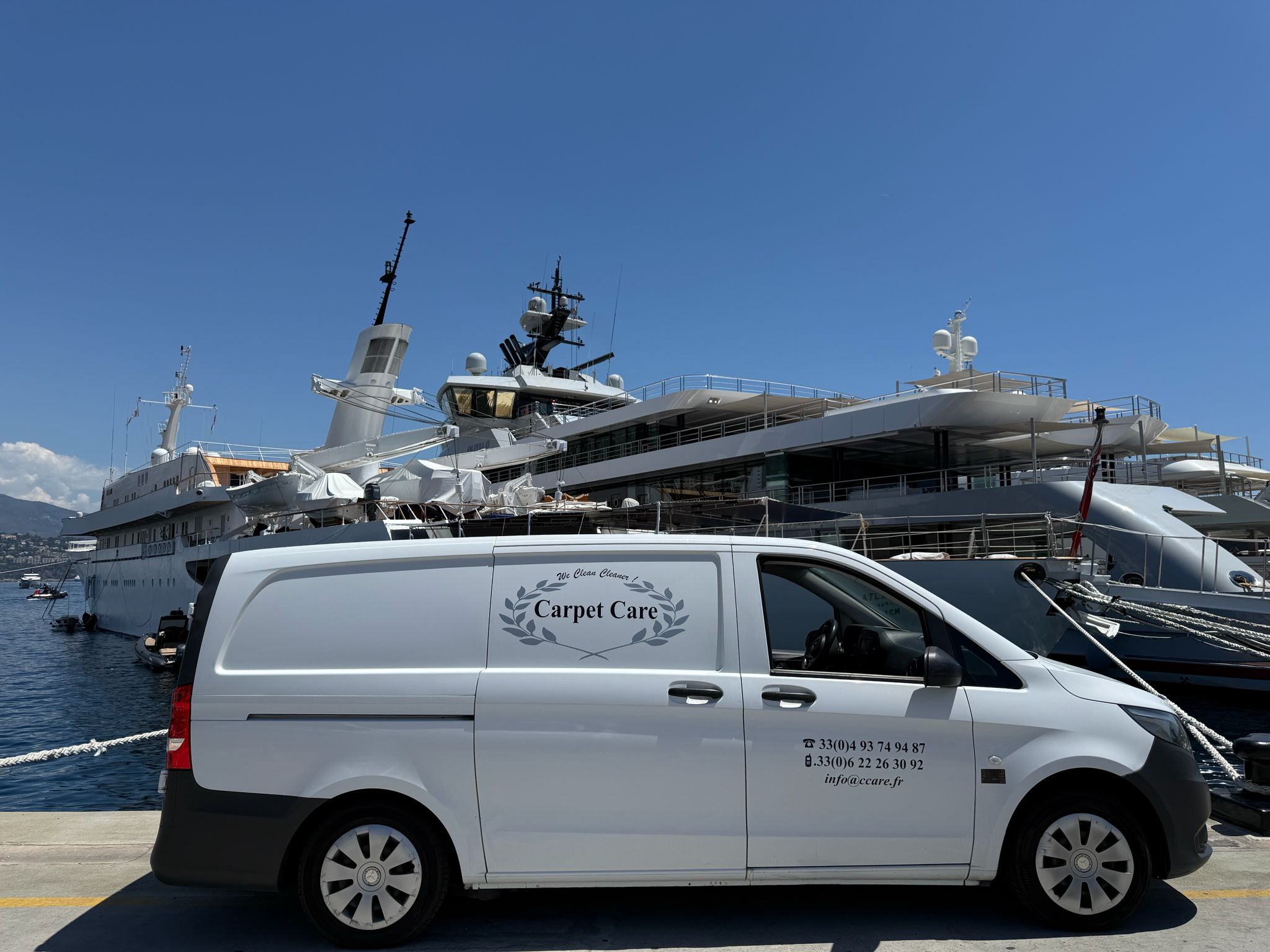 Carpet Care cleaning a yacht in Monaco