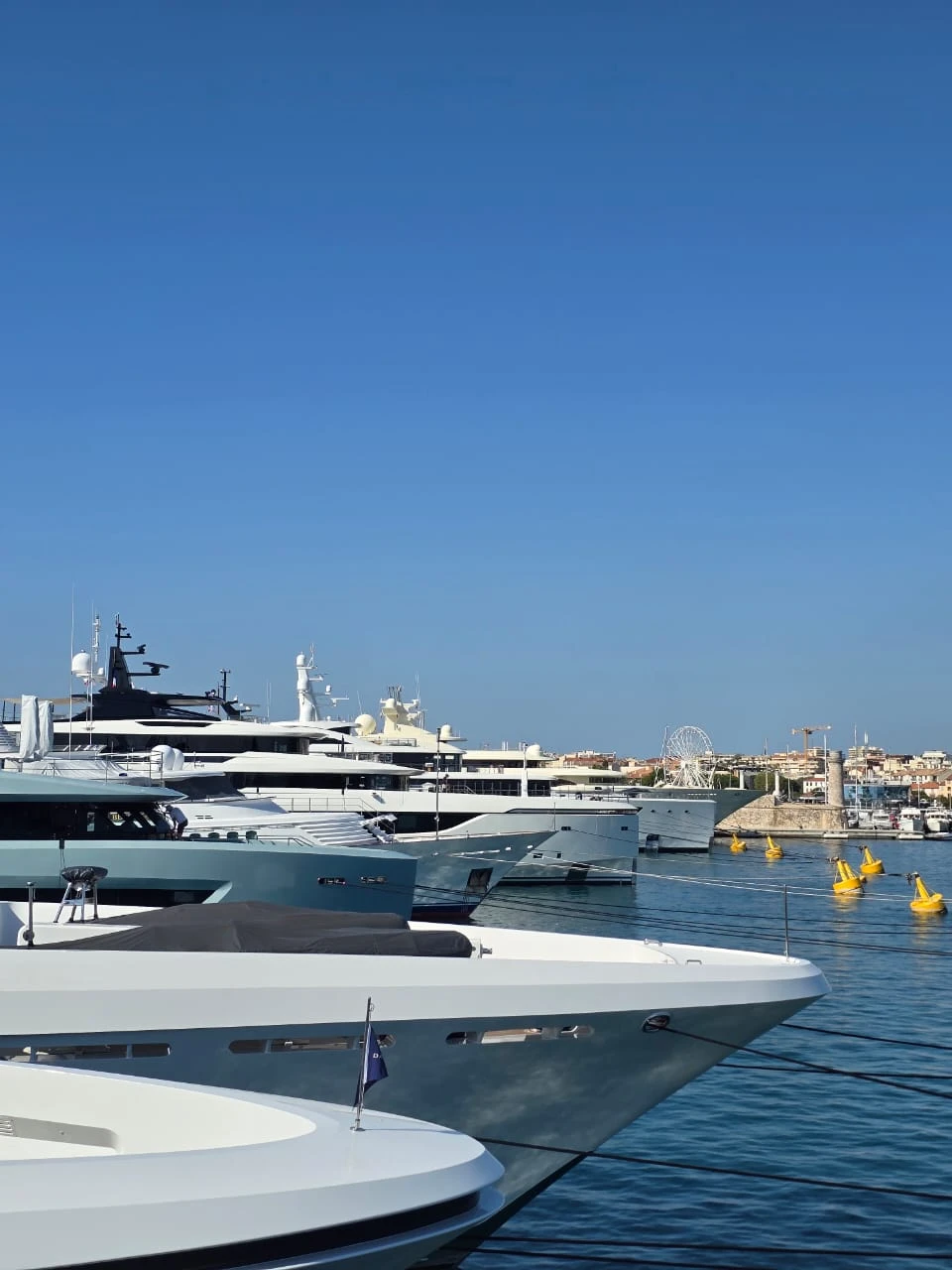 Luxury yachts berthed in Antibes on the French Riviera