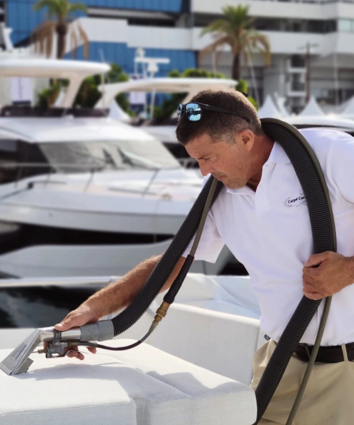 Carpet Care working dockside during the Cannes Yachting Festival