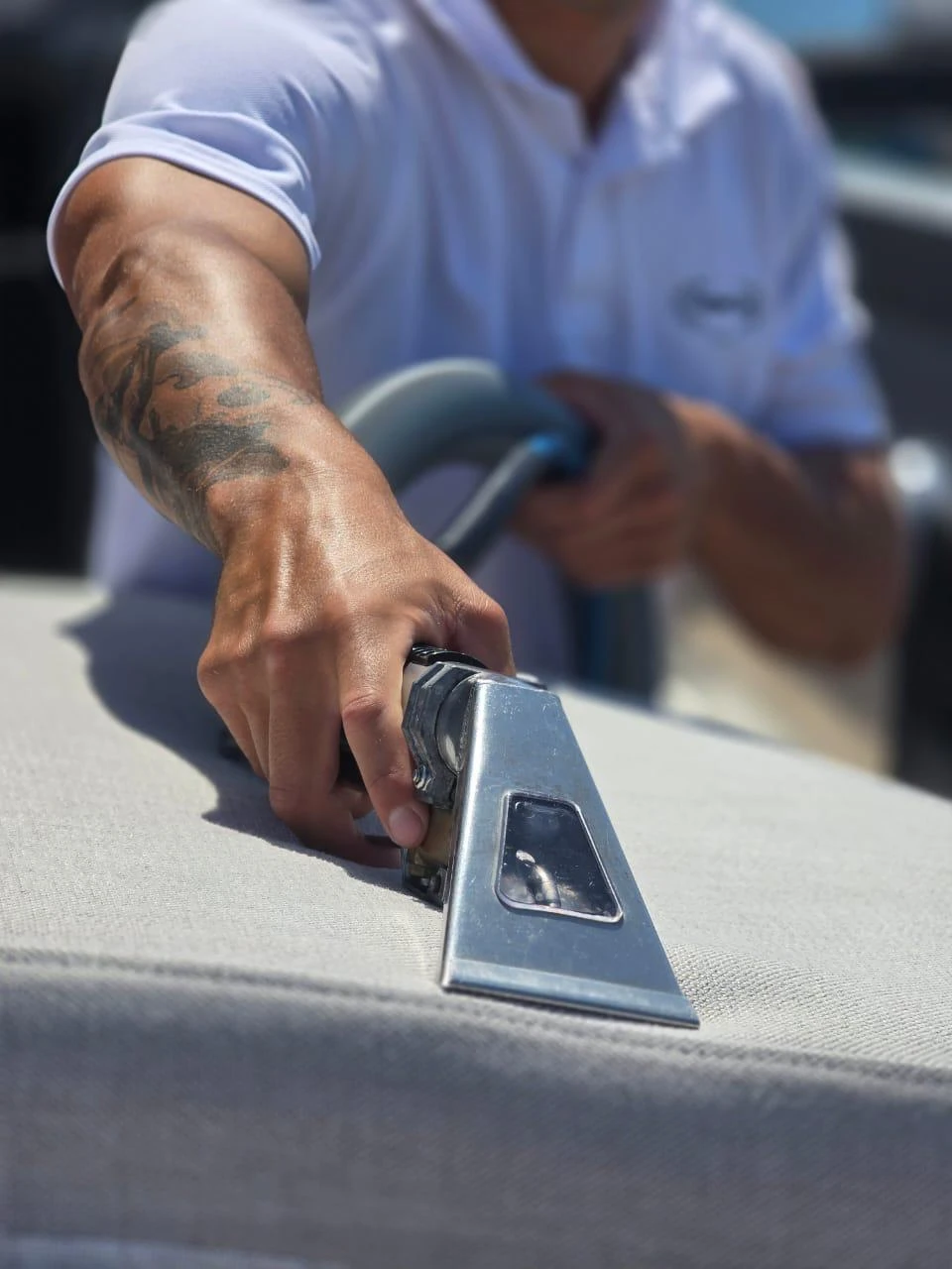 Yacht upholstery finished by hand by Carpet Care in Nice