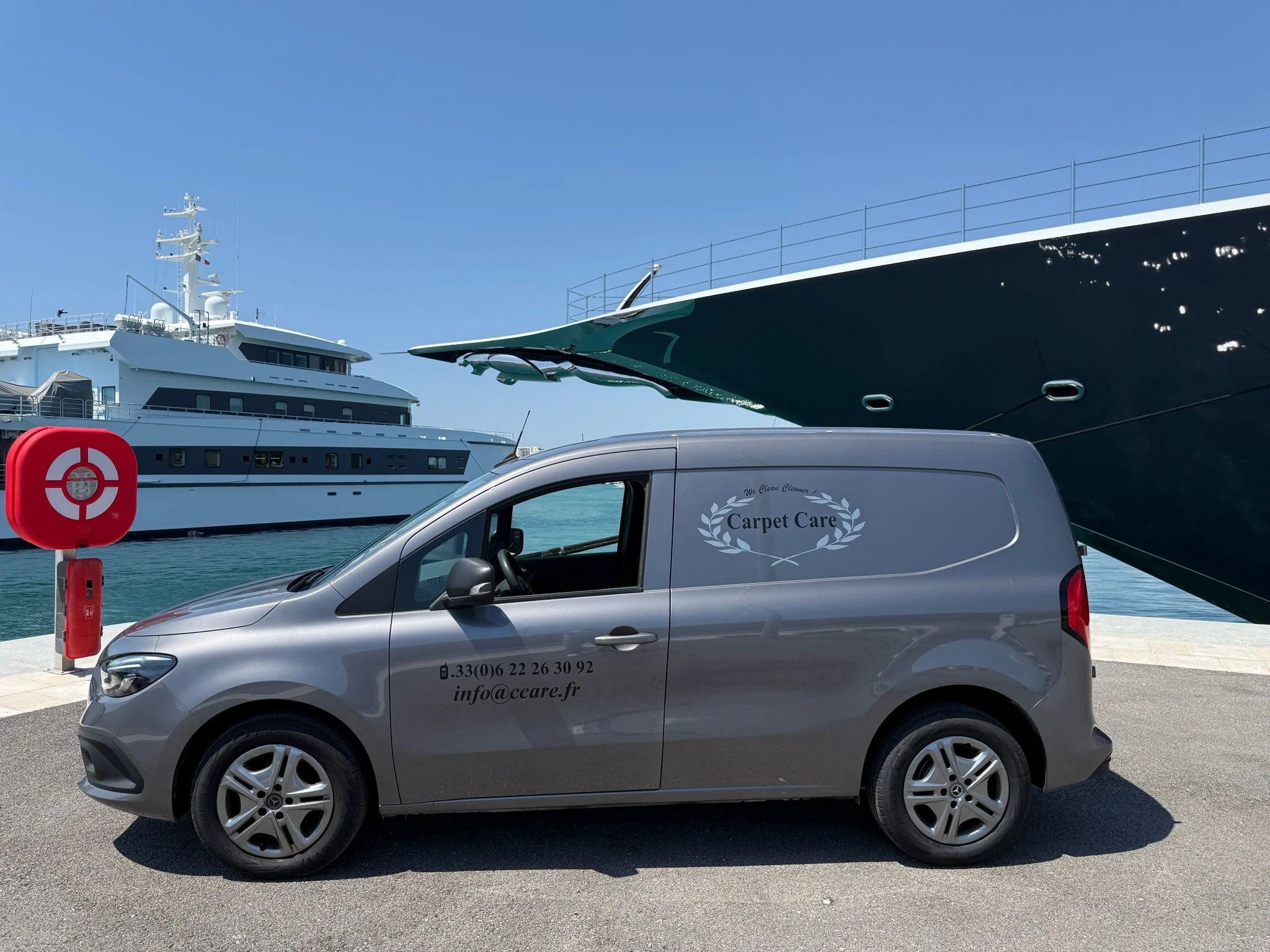 Carpet Care mobile team serving yachts in Nice